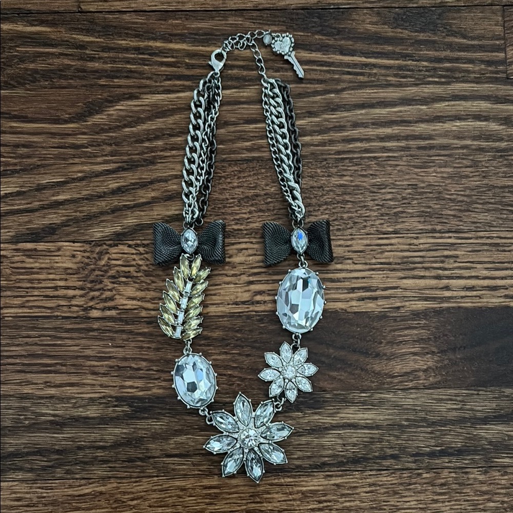 Betsey Johnson Elegant Silver and Stone Statement Necklace